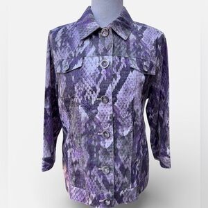 Chico's Purple Snakeskin Print Jacket